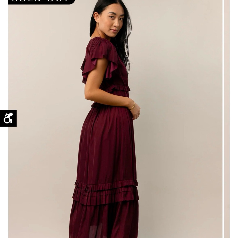 WILLA RUFFLE DRESS IN BURGUNDY
